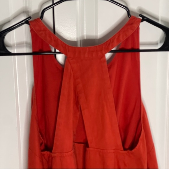 Banana Republic Orange Linen Hi Low Sleeveless Trapeze Dress Size 6 With Pockets - Picture 3 of 9